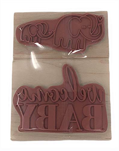 Hampton Art Welcome Baby & Mama/Baby Elephant Wood Mounted Rubber Stamp Set (Set of 2 Stamps) - Image 2